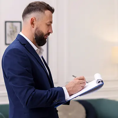 Un agent immobilier prennant de notes